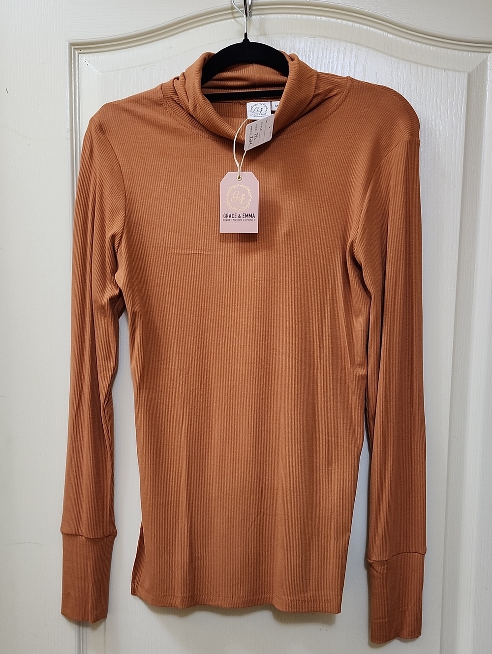 Grace & Emma Ribbed Turtleneck Long-Sleeve Top